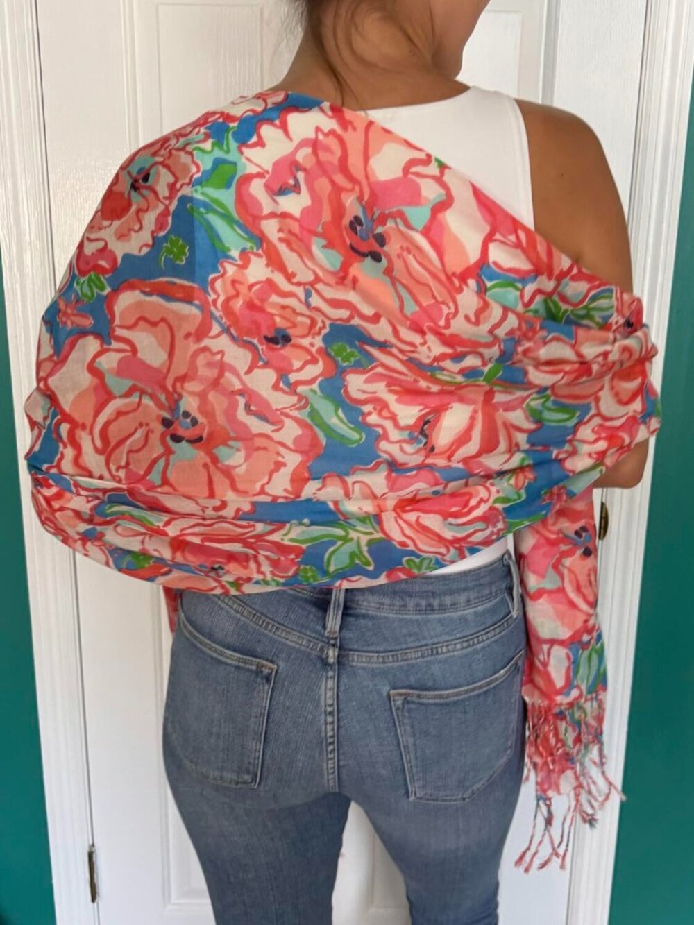 Lilly Pulitzer Murfee Scarf Flutter Blue Lucky Charm One Size NWT